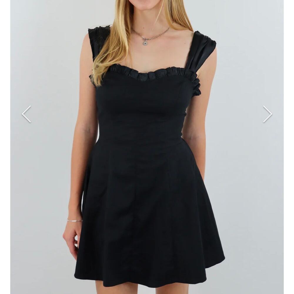 Free People Midnight Magic Mini Dress Sweetheart Neckline Smocked Back Sz M NWT - Picture 2 of 10
